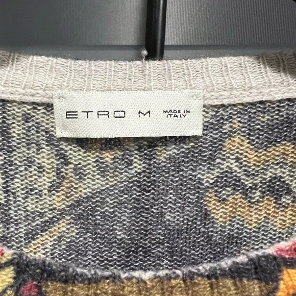 Etro Men’s Abstract Geometric Jacquard Knit Sweater Made in Italy – Size M - Picture 6 of 6